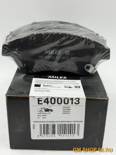 Колодки тормозные передние Miles E400013 для Opel Astra J/J GTC; Chevrolet Cruze — фото 1 из 2