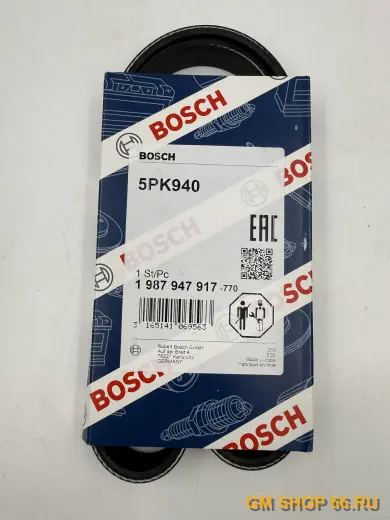 Ремень поликлиновый BOSCH Opel Astra H Z18XE -A/C (5PK940), Приводные ремни, арт. 1987947917