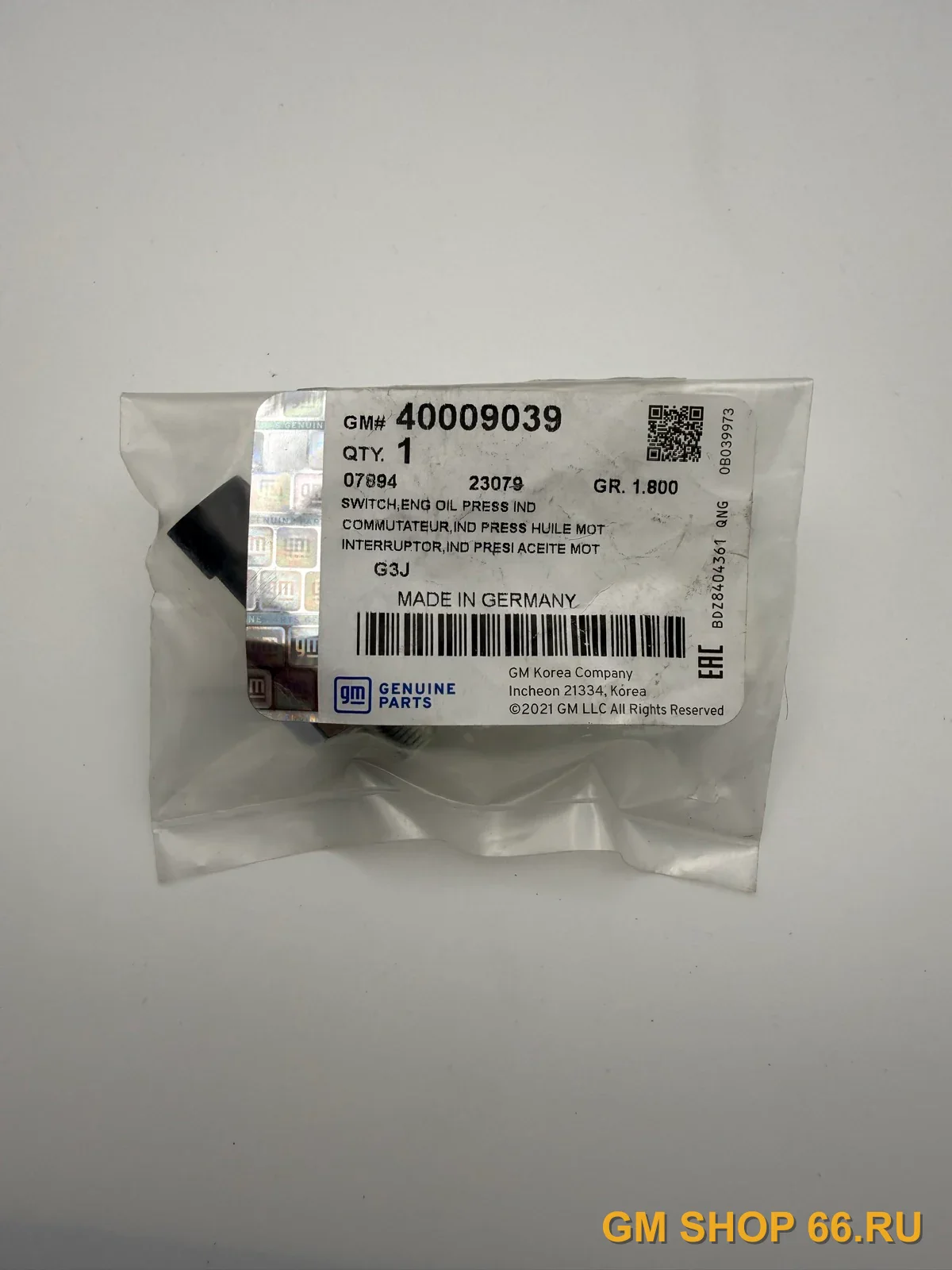 Датчик давления масла GM 40009039, General Motors для Opel Z12XER / Z16XER / Chevrolet F18D4 — уточняйте по VIN — фото 1 из 2