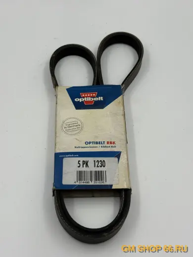 Ремень поликлиновый 5PK1230 Optibelt Astra-H Z14XEP -A/C, арт. 5PK1230OB для Opel Astra H