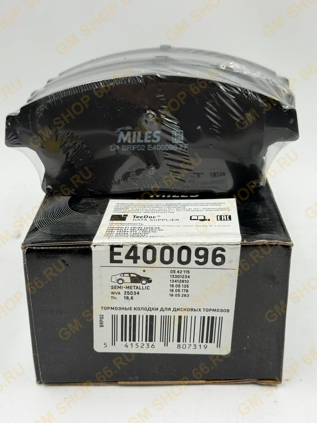 Колодки тормозные передние Miles E400096 для Opel Astra J/Mokka/Chevrolet Cruze/Aveo T300 — фото 1 из 2