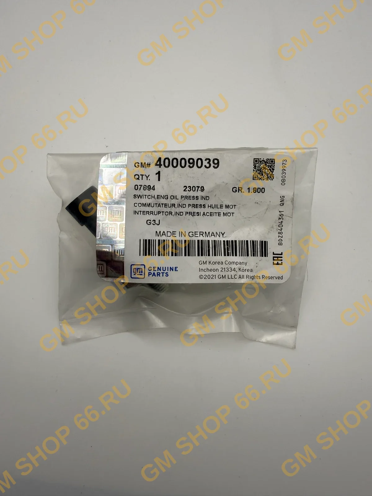 Датчик давления масла GM 40009039, General Motors для Opel Astra H/Astra J/Corsa D; Chevrolet Cruze/Aveo T300/Orlando — фото 1 из 2