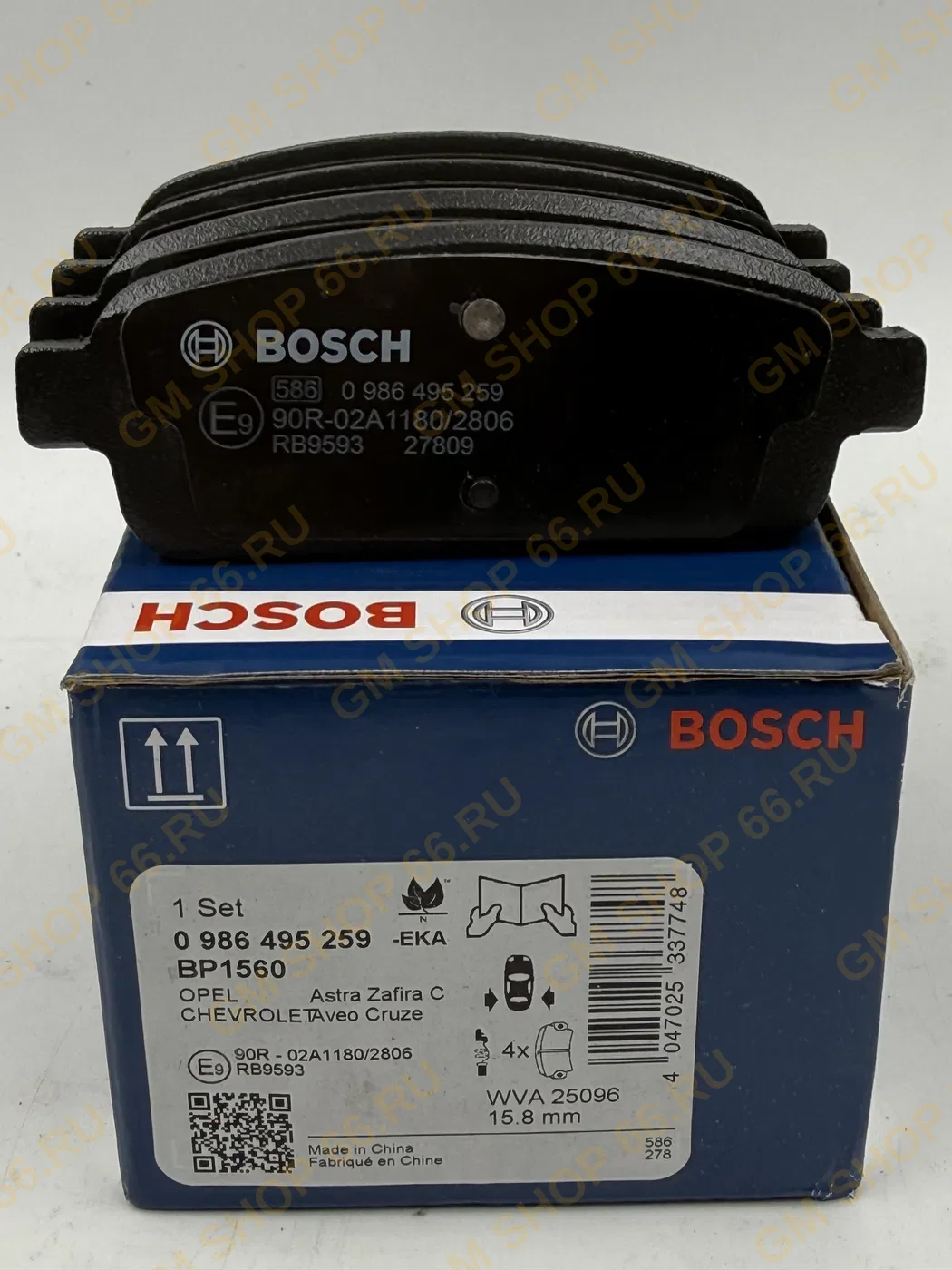 Колодки тормозные задние Bosch 0986495259 для Opel Astra H/Astra J/Mokka/Zafira C; Chevrolet Cruze/Aveo T300/Orlando — фото 1 из 2