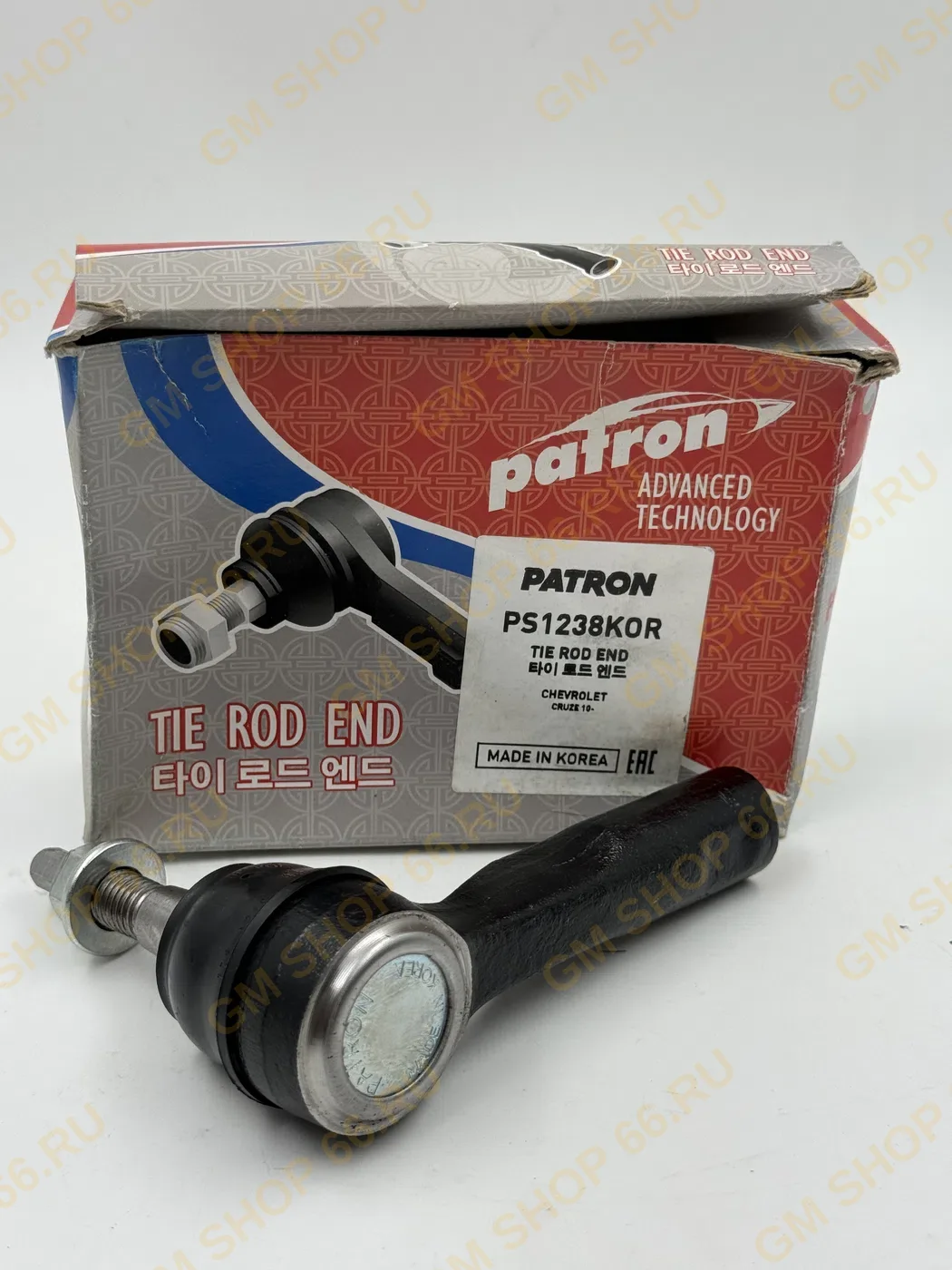Наконечник рулевой тяги Patron PS1238KOR, Наконечники рулевых тяг для Opel Astra J/Zafira C; Chevrolet Cruze — фото 1 из 3